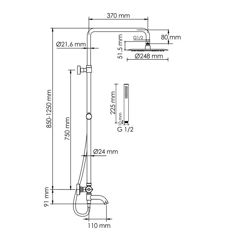 Душевая система WasserKRAFT серия A A288.258.217.BM Thermo черный