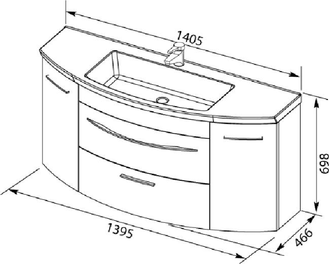 Тумба с раковиной De Aqua Лонг 140 белая