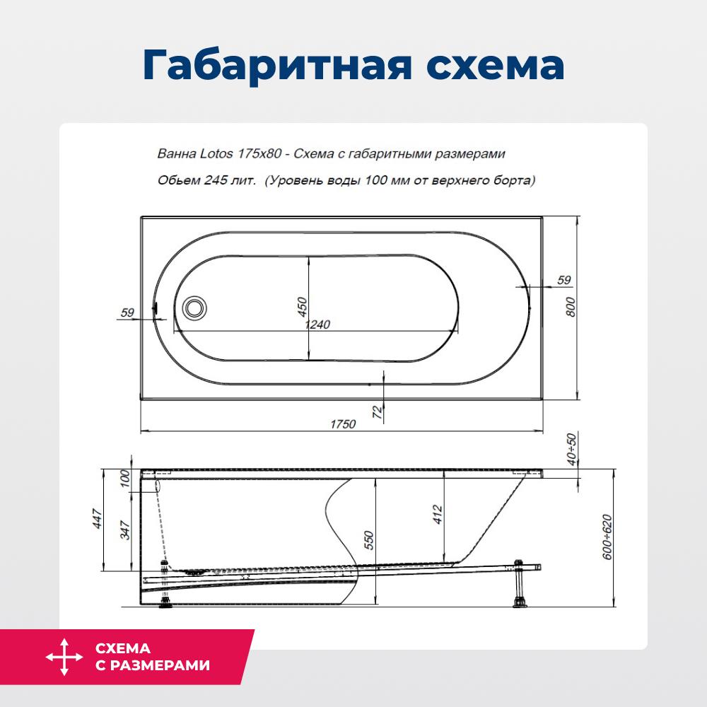 Акриловая ванна Aquanet Lotos 175х80 белый