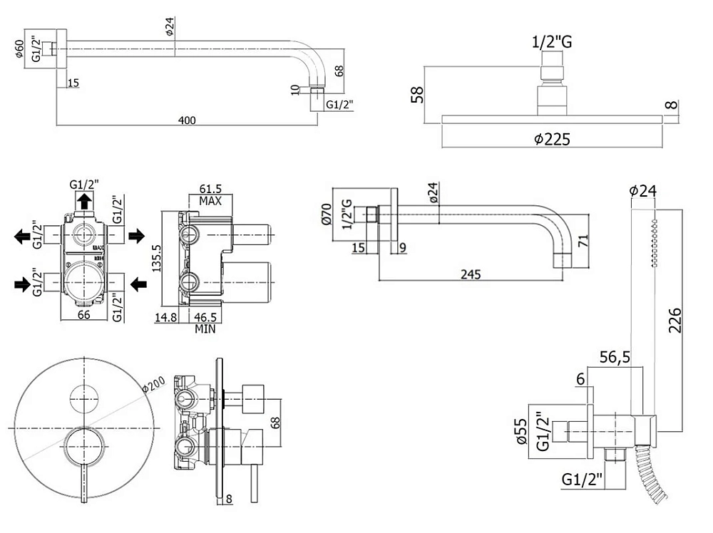 Душевая система Paffoni KIT LIG KITLIG019CR141 хром