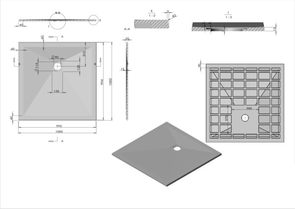 Душевой поддон Vincea VST-4SR1010A 100x100, антрацит