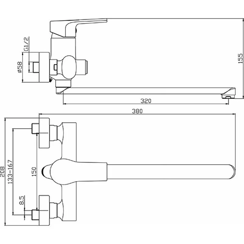 Смеситель для ванны с душем Argo Standart 40-L35L/P ORFEY хром