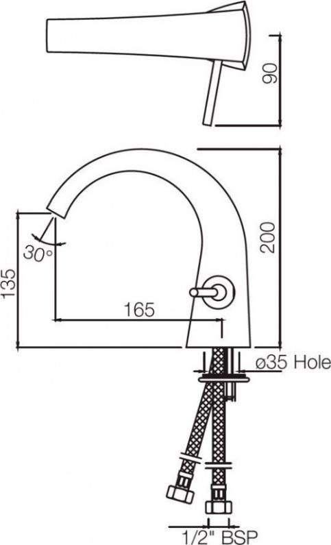 Смеситель для раковины без донного клапана Jaquar Arc ARC-CHR-87011B