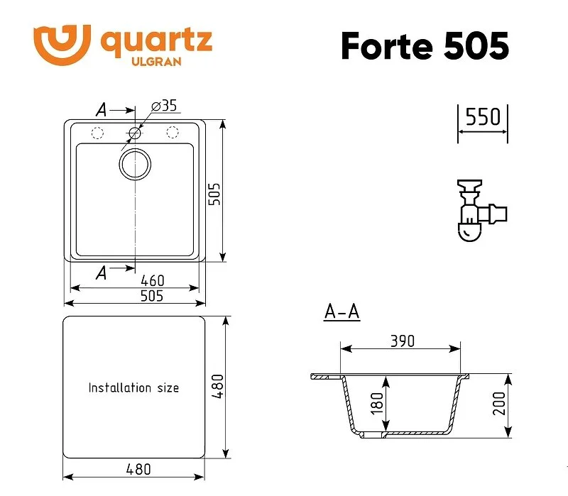 Кухонная мойка Ulgran Quartz Forte Forte 505-04 белый