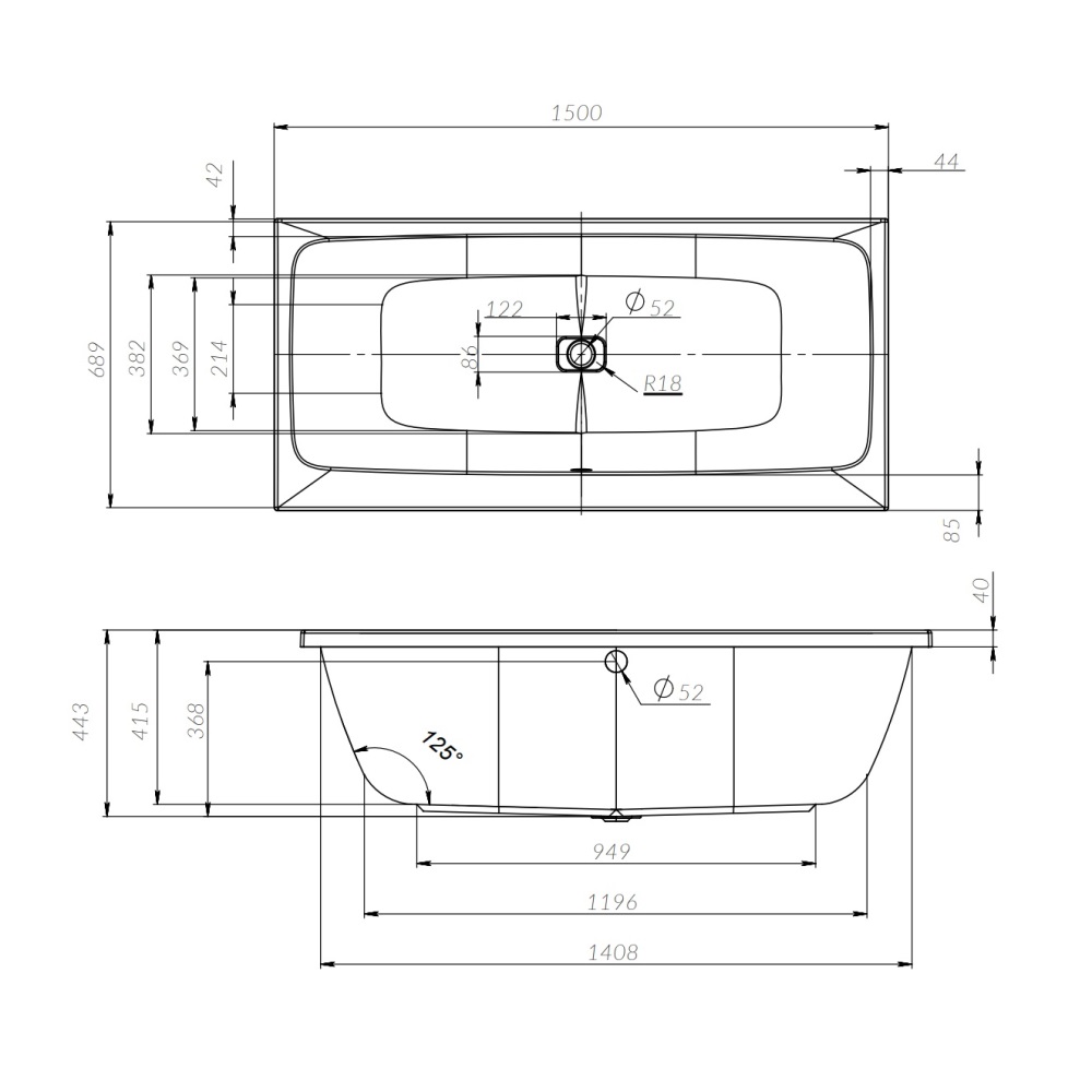 Акриловая ванна AM.PM Func 150х70 W84A-150-070W-A