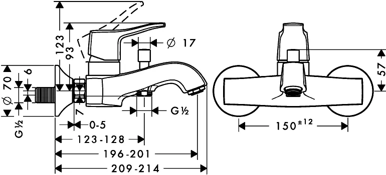 Смеситель для ванны с душем Hansgrohe 31478000/31075000 хром