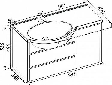 Тумба с раковиной Aquanet Лайн 90 L 00212983 белый