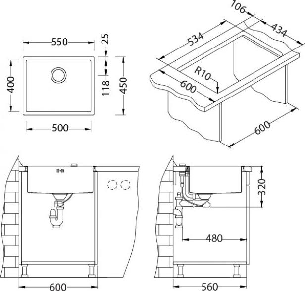 Кухонная мойка Alveus Quadrix 50 - Monarch 1103384, бронза