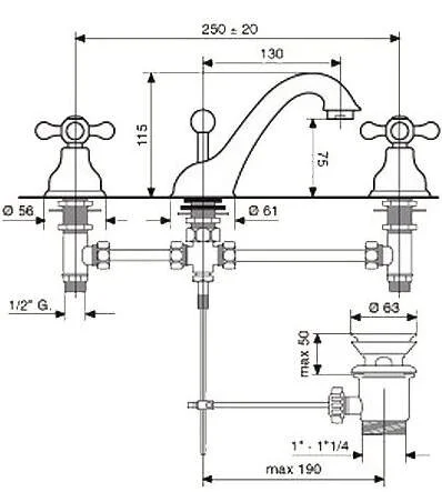 Смеситель для раковины Emmevi Deco Classic 12033CO золото, хром