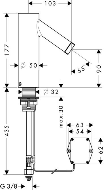 Электронный смеситель для раковины Axor Starck 10101990, золото