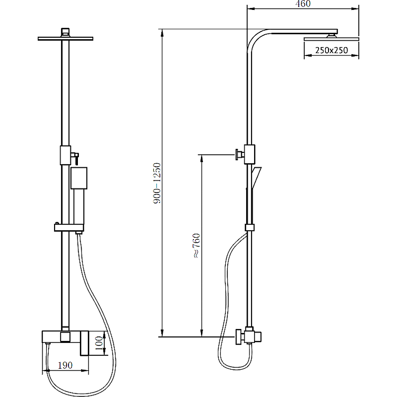 Душевая система Abber Daheim AF8220B, черная матовая