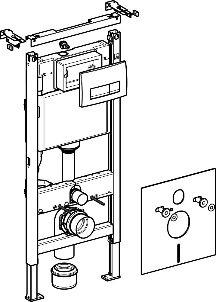 Комплект Geberit Duofix 458.128.21.1 для подвесного унитаза, 112 см, со смывным бачком скрытого монтажа Delta 12 см, смывная клавиша Delta51 (хром)