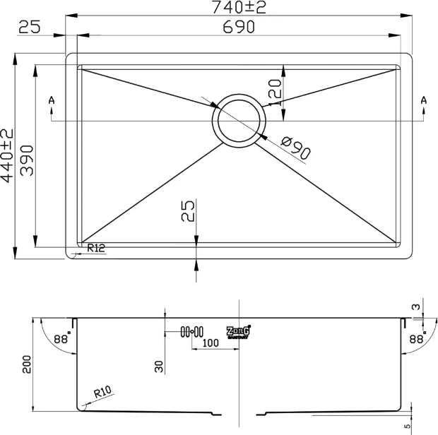 Кухонная мойка Zorg Inox R 7444, сталь