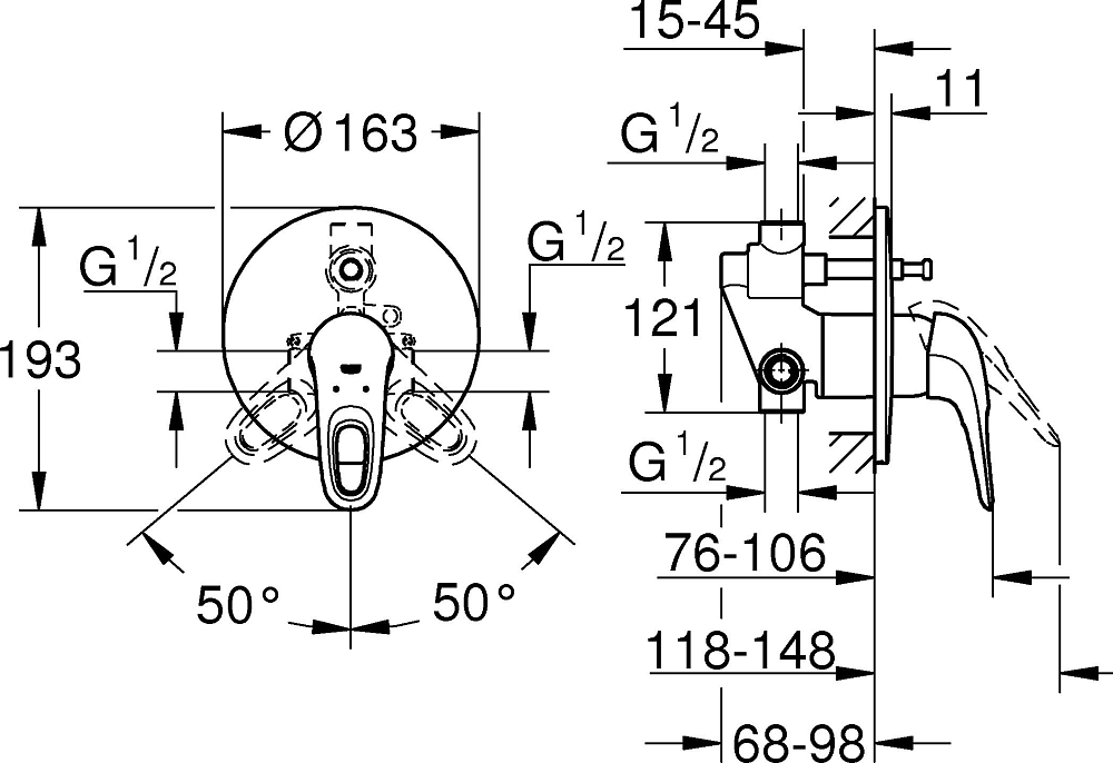 Смеситель Grohe Eurostyle New 33637003 с внутренней частью