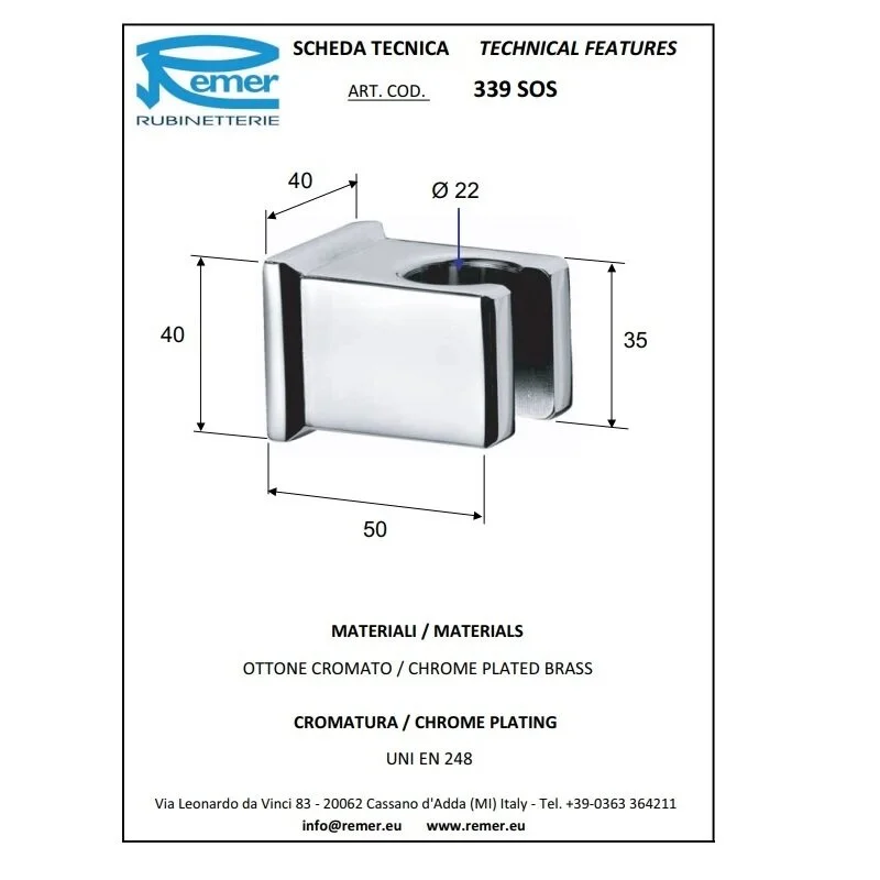 Держатель душа Remer 339SOS хром