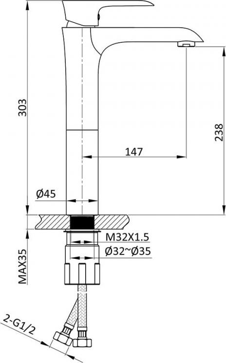 Смеситель для раковины Vincea Esse VBF-1E2MB, черный матовый