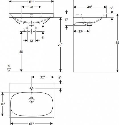 Раковина 65 см Geberit (Keramag) Acanto 500.621.01.8, белый