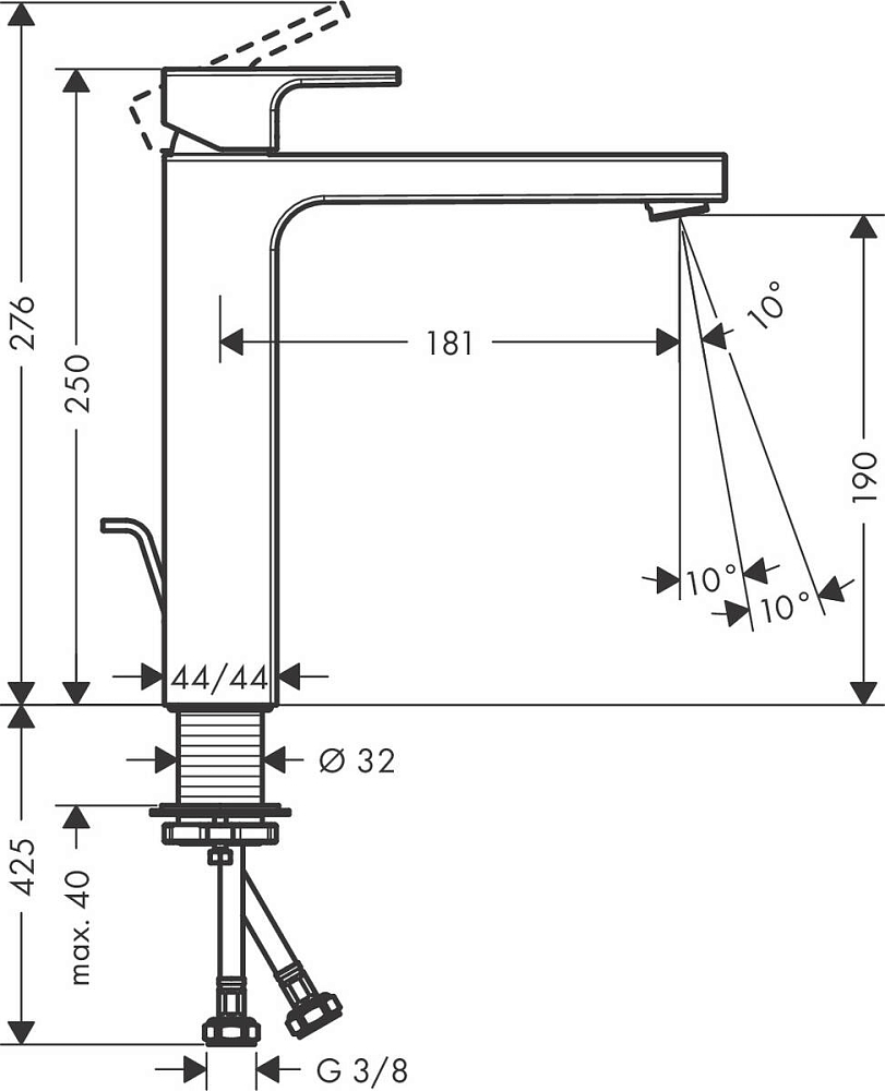 Смеситель для раковины Hansgrohe Vernis Shape 71562670, матовый чёрный