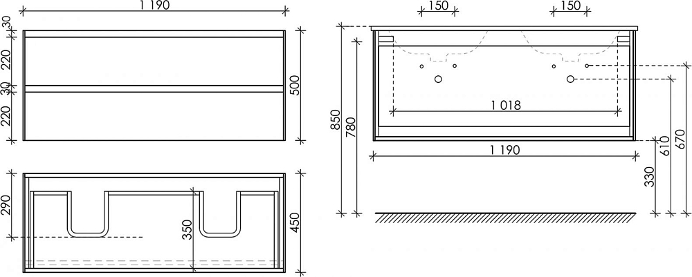 Тумба под раковину Sancos Cento 120 CN120-2KE, карпатская ель