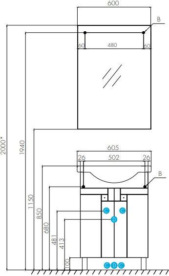 Зеркало Aquaton Фиджи 60 1A179502FG010