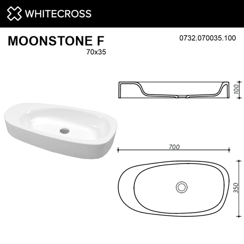 Раковина накладная Whitecross Moonstone 0732.070035.100 белый