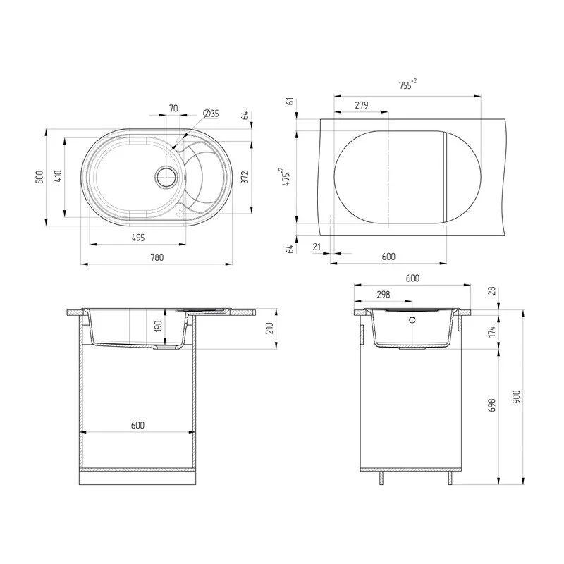 Кухонная мойка Ulgran U-610 U-610-307 коричневый