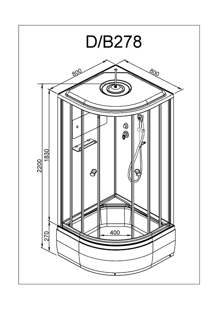 Душевая кабина Deto D D278SLED