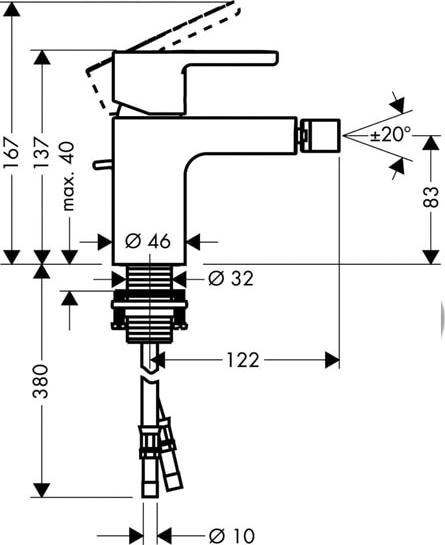 Смеситель для биде Hansgrohe Metropol S 14262880, хром