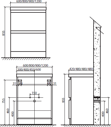 Тумба для комплекта BelBagno ENERGIA-N-1200-2C-PIA-2-BL bianco lucido