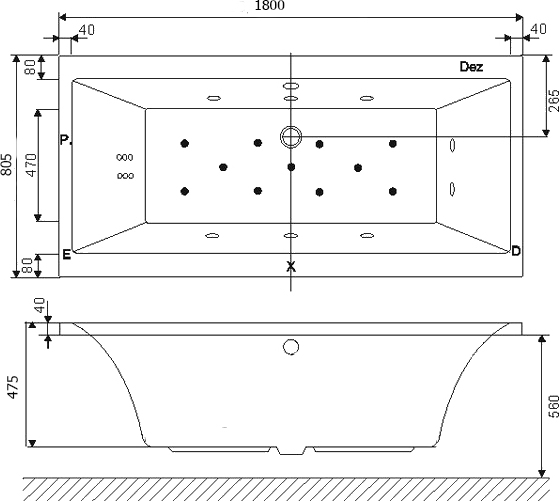 Акриловая ванна Excellent Pryzmat 180x80