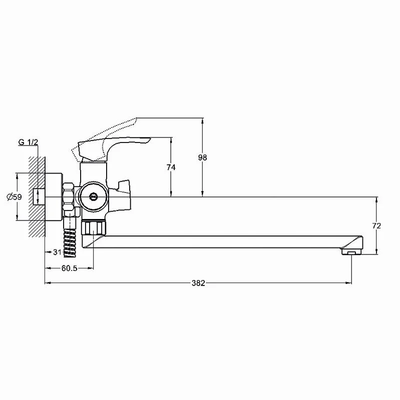 Смеситель для ванны с душем Solone Fab FAB7-A020 хром