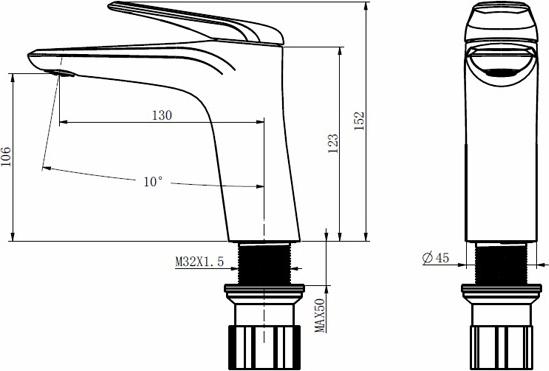 Смеситель для раковины Comforty FC074A-CGT 00-00004530, графит