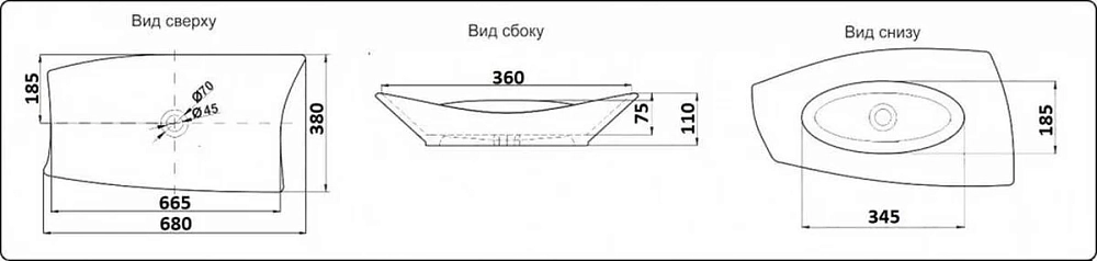 Раковина накладная CeramaLux Серия N N 78121 белый