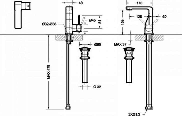 Смеситель для раковины Bravat Arc F16061C-2-ENG, хром