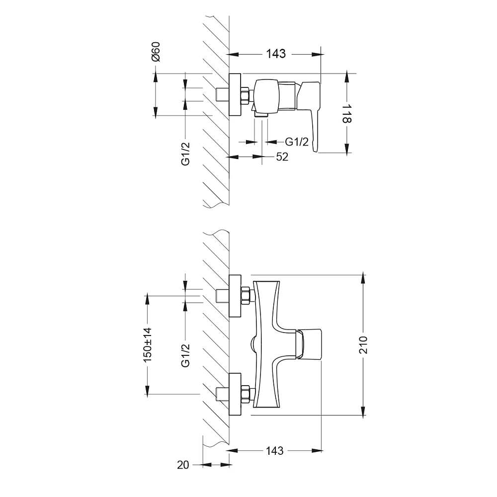 Смеситель для душа Lemark Evitta LM0503C хром