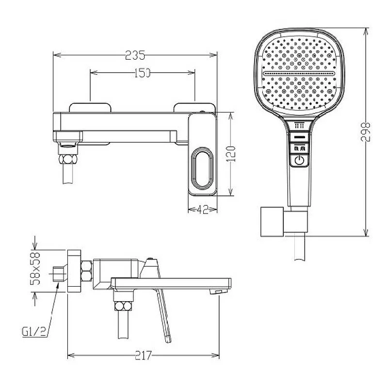 Смеситель для ванны с душем Raglo R51.30.06 черный