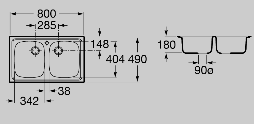 Кухонная мойка 80 см Roca P 876620805