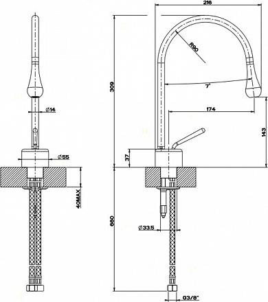 Смеситель для раковины Gessi Goccia 33601#299, черный