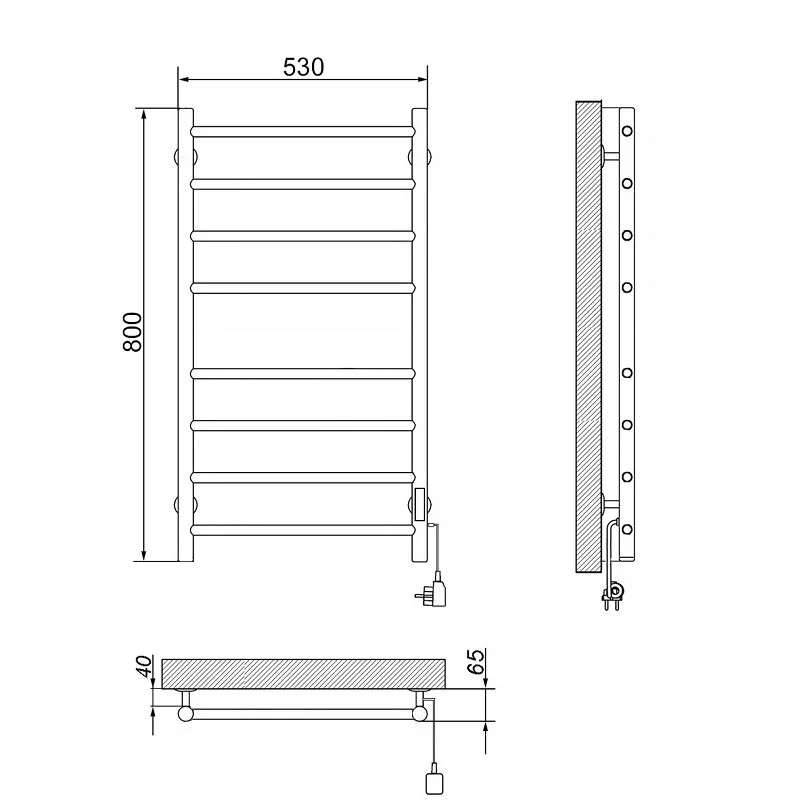 Полотенцесушитель электрический Ника Way-2 WAY-2 80/50 U хром