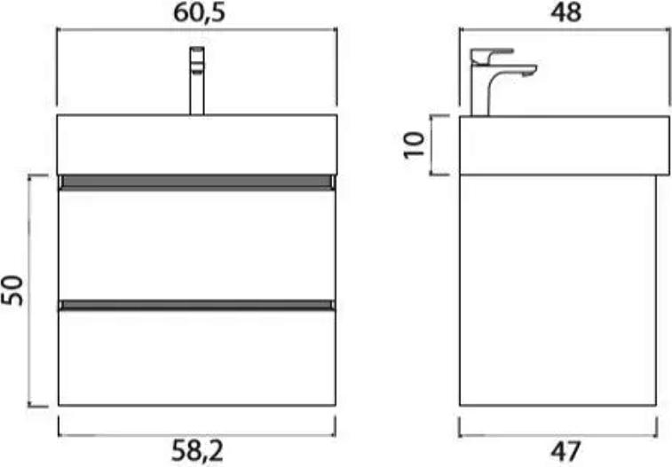 Тумба под раковину Creto Scala 60 3-1077W, белый глянец