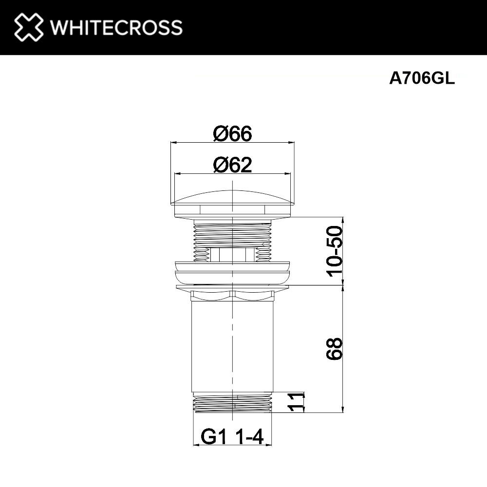 Донный клапан Whitecross A706GL золото