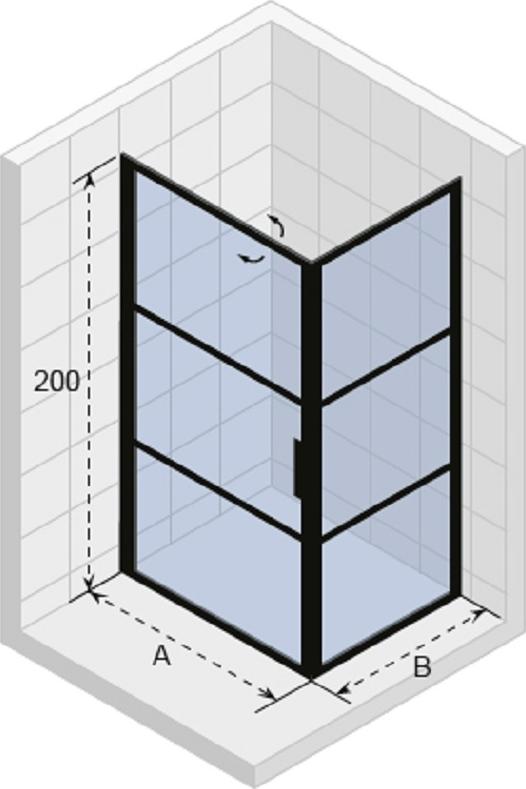 Душевой уголок Riho Grid GB201, G004015121, 100x100 см, стекло прозрачное, профиль черный