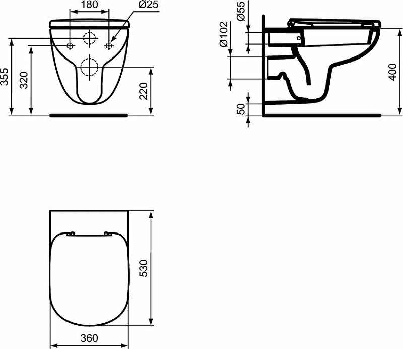 Комплект инсталляция с подвесным унитазом Ideal Standard Tempo W440101 с сиденьем микролифт