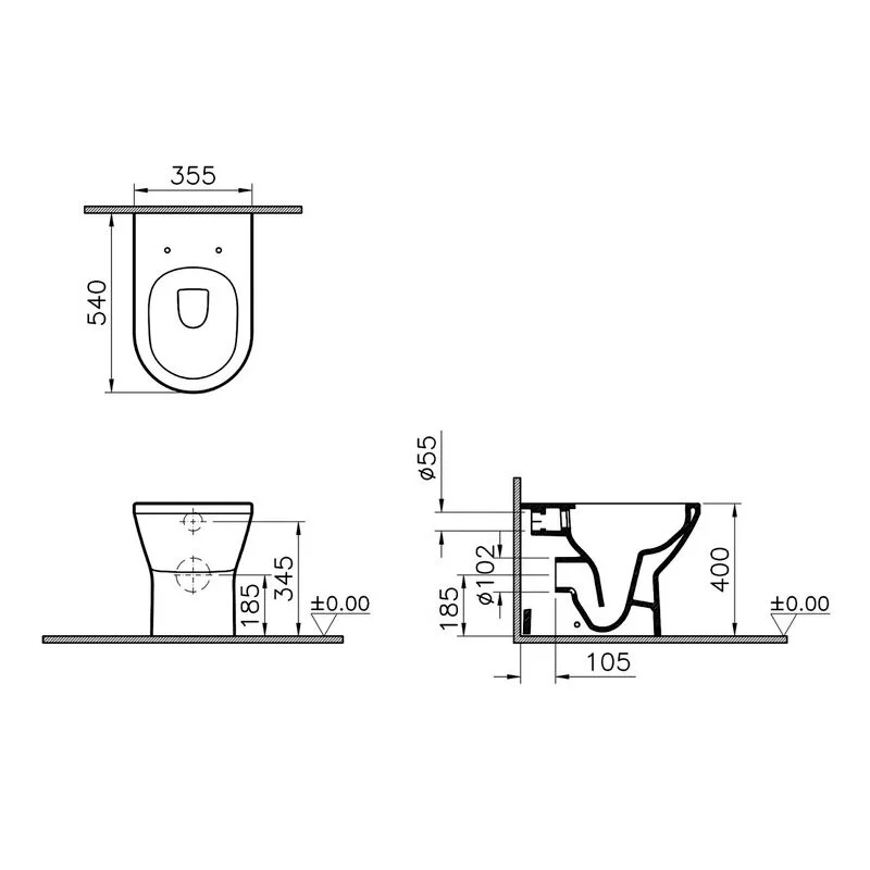 Безободковый унитаз Vitra Allegro 9856B003-7202 с бачком скрытого монтажа, сиденье микролифт, клавиша хром, комплект