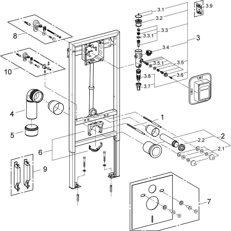 Инсталляция для подвесного унитаза Grohe Rapid SL 38519001