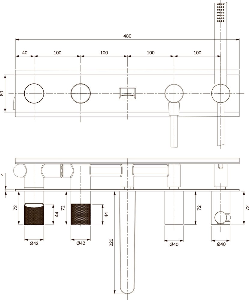 Смеситель для ванны с душем Omnires Contour CT8037/1CR, хром