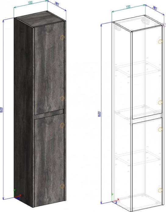 Шкаф-пенал BelBagno KRAFT-1600-2A-SC-RNN-L rovere nebrasca nature