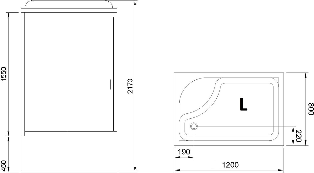 Душевая кабина 120х80 см Royal Bath BP RB8120BP5-WT-L стекло прозрачное