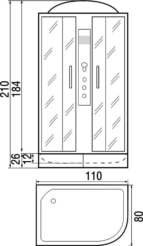 Душевая кабина River Dunay 110/80/26 L МТ