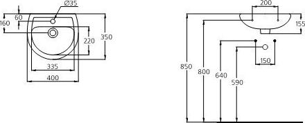 Раковина 40 см Ideal Standard Ecco W411601